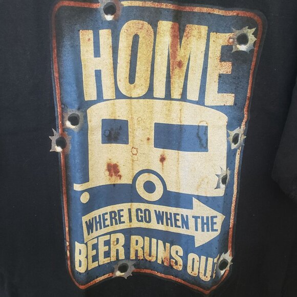 Home Is Where I Go When The Beer Runs Out T-shirt Black Size L Cotton - Picture 2 of 4